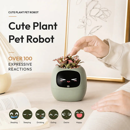 IVY Smart Indoor Plant Pot - Desktop Electronic Pet, Animated AI Flowerpot with Expression Interaction, Creative Science & Technology Toy for Plant Lovers, Indoor Plant Pots