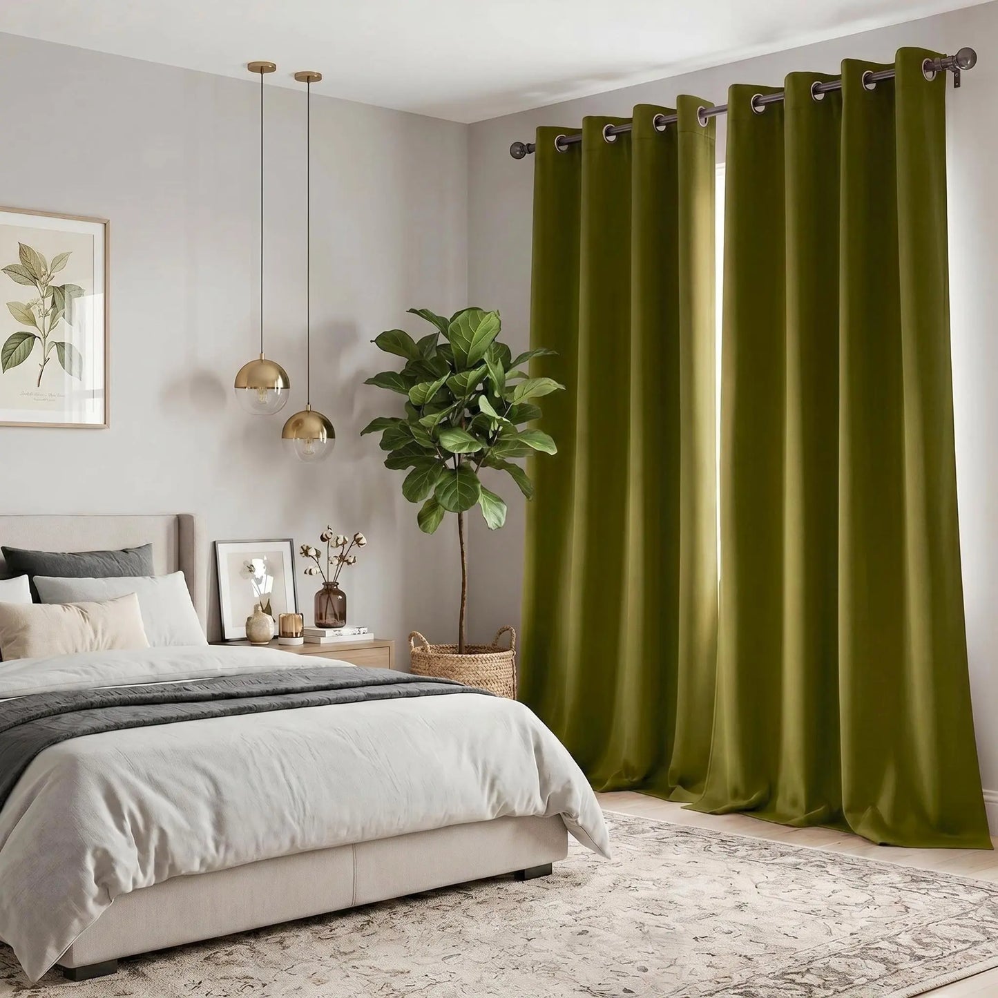 2-Panel 52"X84" Solid Full Blackout Grommet Curtains, Light-Blocking Window Drapes for Home Decoration, Model FT2599 QF222, Blackout Curtains