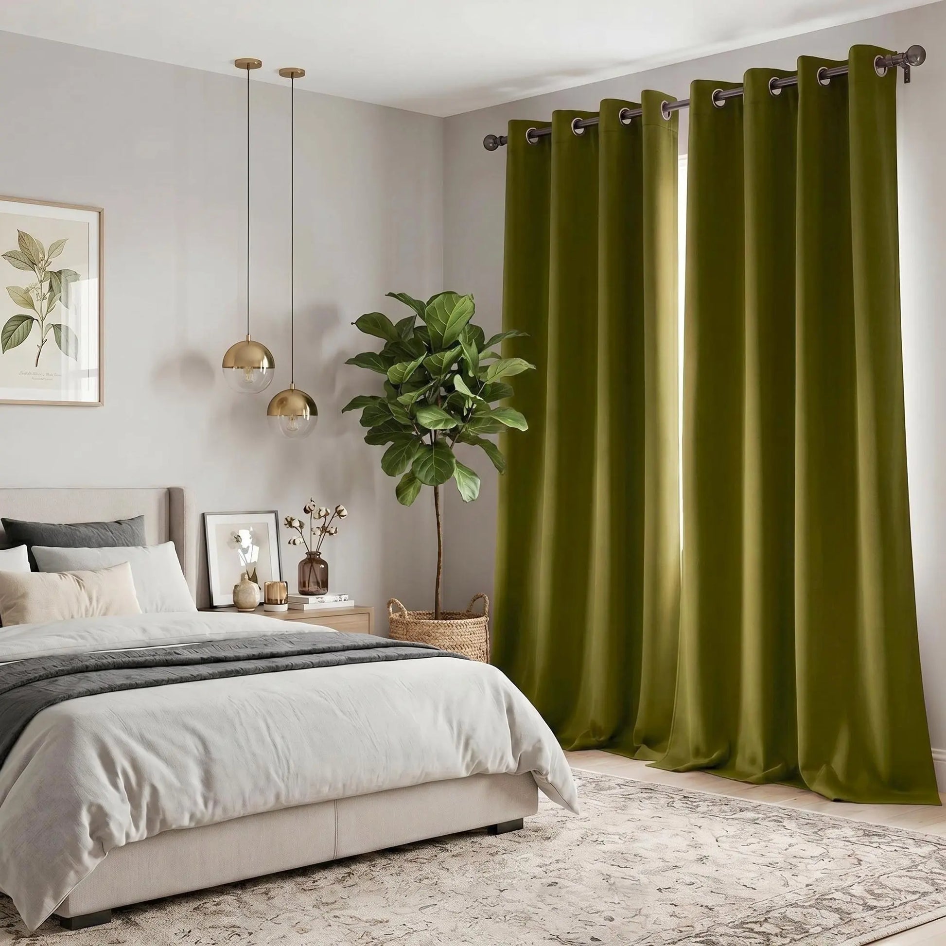 2-Panel 52"X84" Solid Full Blackout Grommet Curtains, Light-Blocking Window Drapes for Home Decoration, Model FT2599 QF222, Blackout Curtains