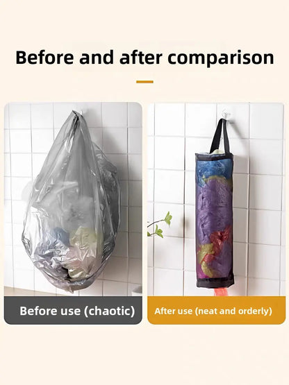 Plastic Bag Storage Organizer for Kitchen – Holds Grocery Bags, Shoe Covers, Trash Bags, Wall Mount with Hooks Included, Mixed Color 3 Pack