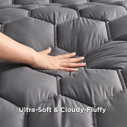 【Deals for You Days】Bedsure Mattress Pad - Quilted Fitted Mattress Topper Protector with 8-21 Inches Deep Pocket, Noiseless Breathable Bed Cover Padded, Machine Washable