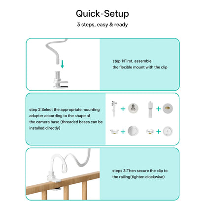 Jartoo Baby Monitor Mount (NOT Include Camera) Compatible with Hellobaby HB65/HB40/HB6550/HB6560/HB66/HB6339/HB6550 Pro,Infant Optics, Momcozy, VAVA, Universal Baby Camera Clip Mount without Tools or Wall Damage