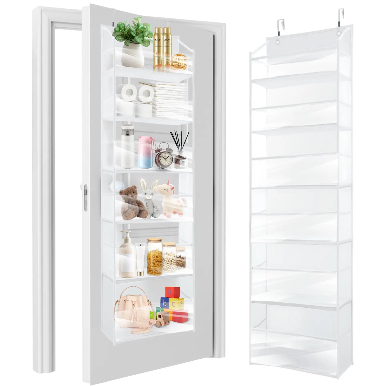 HOMELUX THEORY Heavy Duty over Door Organizer with Multi-Size Pockets & 12 Extra Mesh Side Storage Stable Anti-Tilt Non-Woven Fabric Heavy Weight Capacity