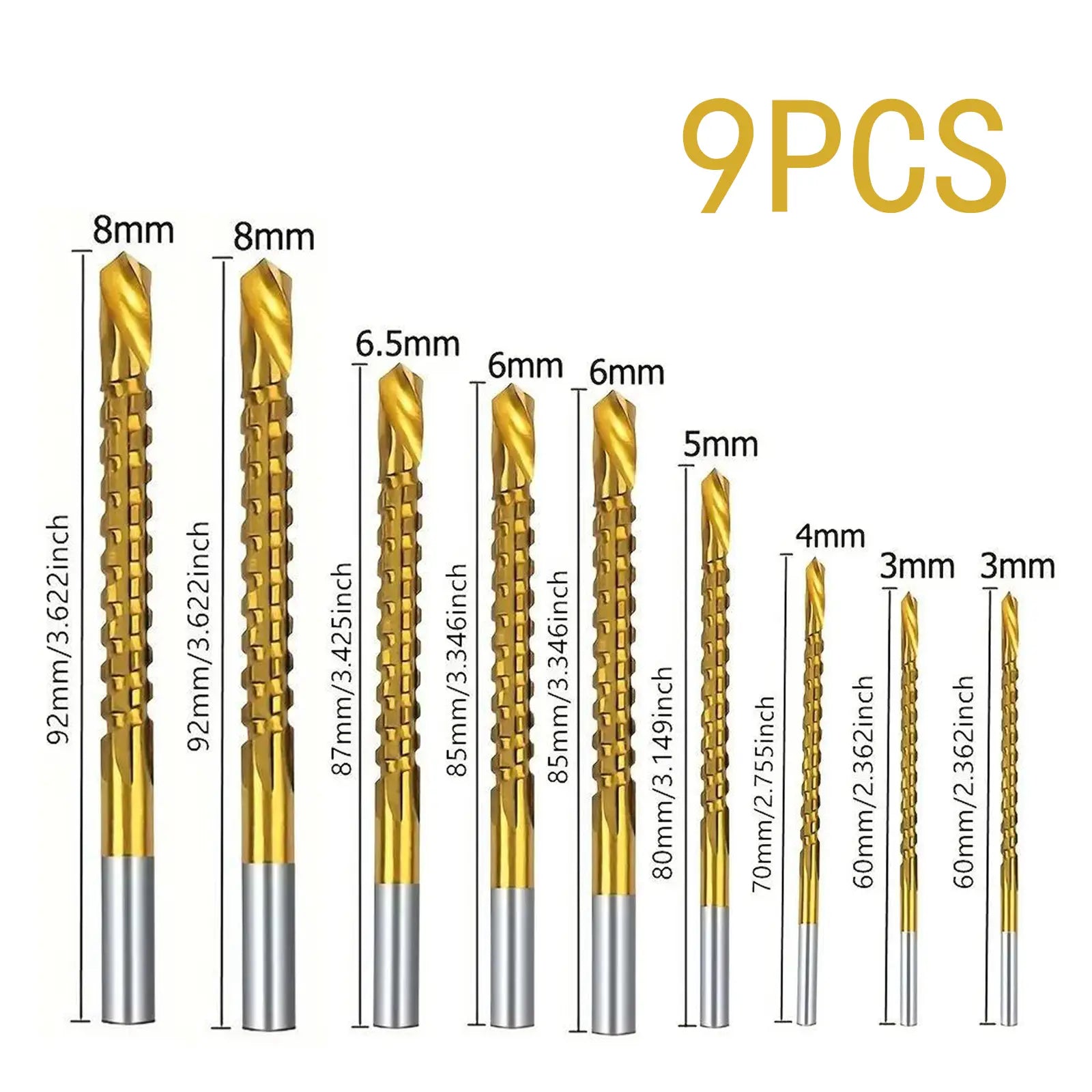 Titanium-Plated High-Speed Steel Drill Bits Set Metalworking & Wood Drilling Sharp Serrated Design Anti-Rust Coating Power Tool Accessories