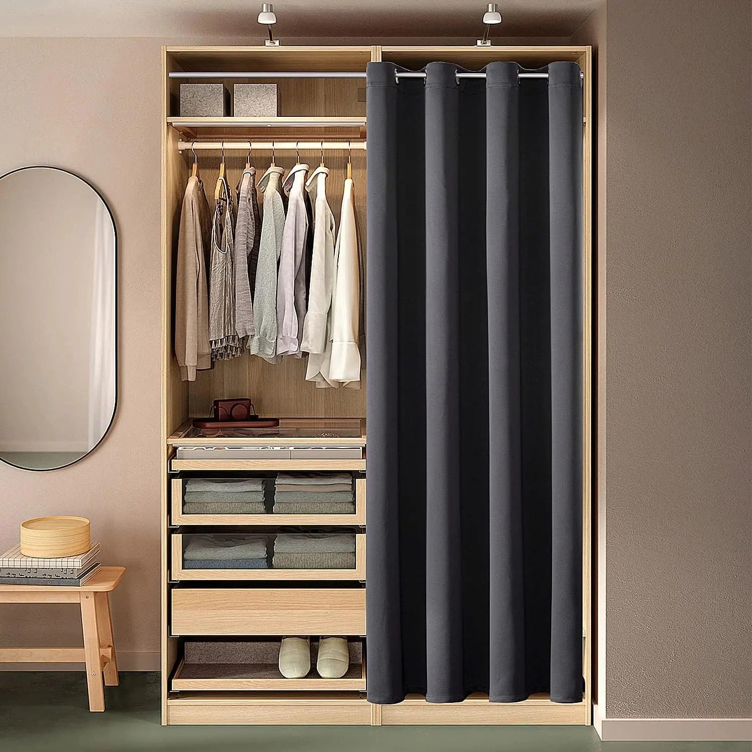Blackout Door Curtains for Doorway Privacy, Grommet Closet Curtains for Bedroom Closet Door, Thermal Insulated Temporary Doorway Cover Room Divider Drapes (1 Panel, Dark Grey, 39 X 78 Inch) : Home & Kitchen