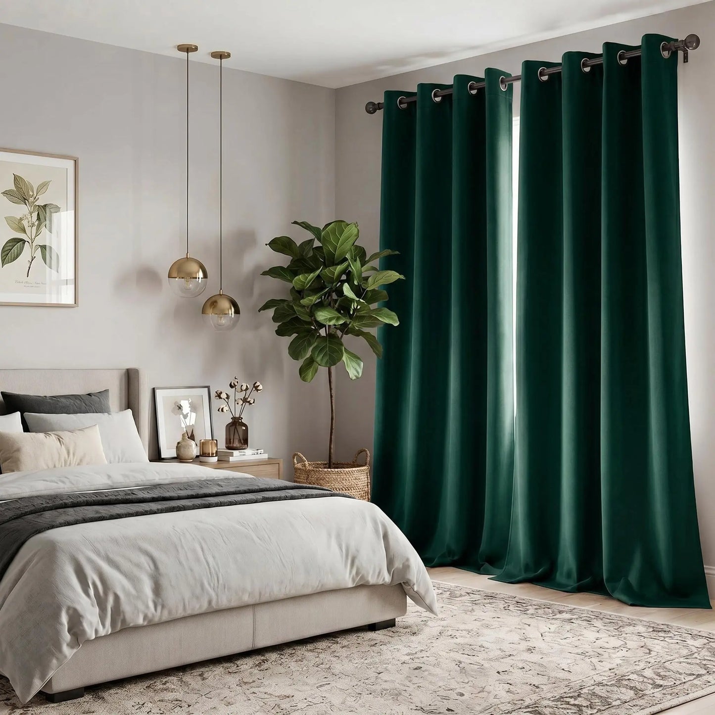 2-Panel 52"X84" Solid Full Blackout Grommet Curtains, Light-Blocking Window Drapes for Home Decoration, Model FT2599 QF222, Blackout Curtains
