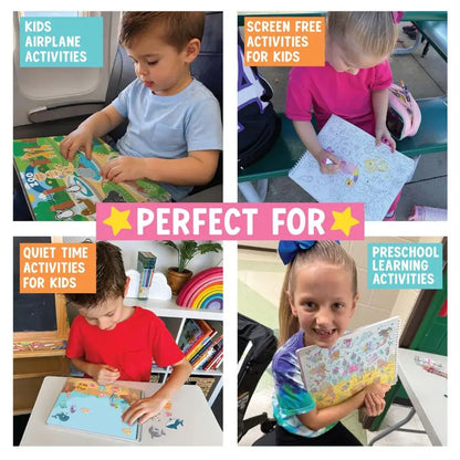 Hadley Designs Toddler Sticker Book with 600+ Reusable Stickers for Kids 2-4 - Screen-Free Create-A-Scene Travel Activity & Coloring Book