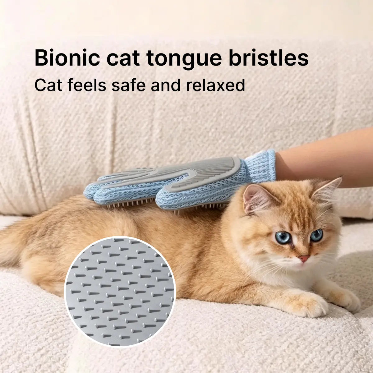Double-Sided Cat Grooming Glove – Remove Loose Fur While You Pet, Breathable Mesh + Soft Silicone Bristles, Peel & Clean, Available in Avocado Green & Cloud Blue (9.4" X 6.3")