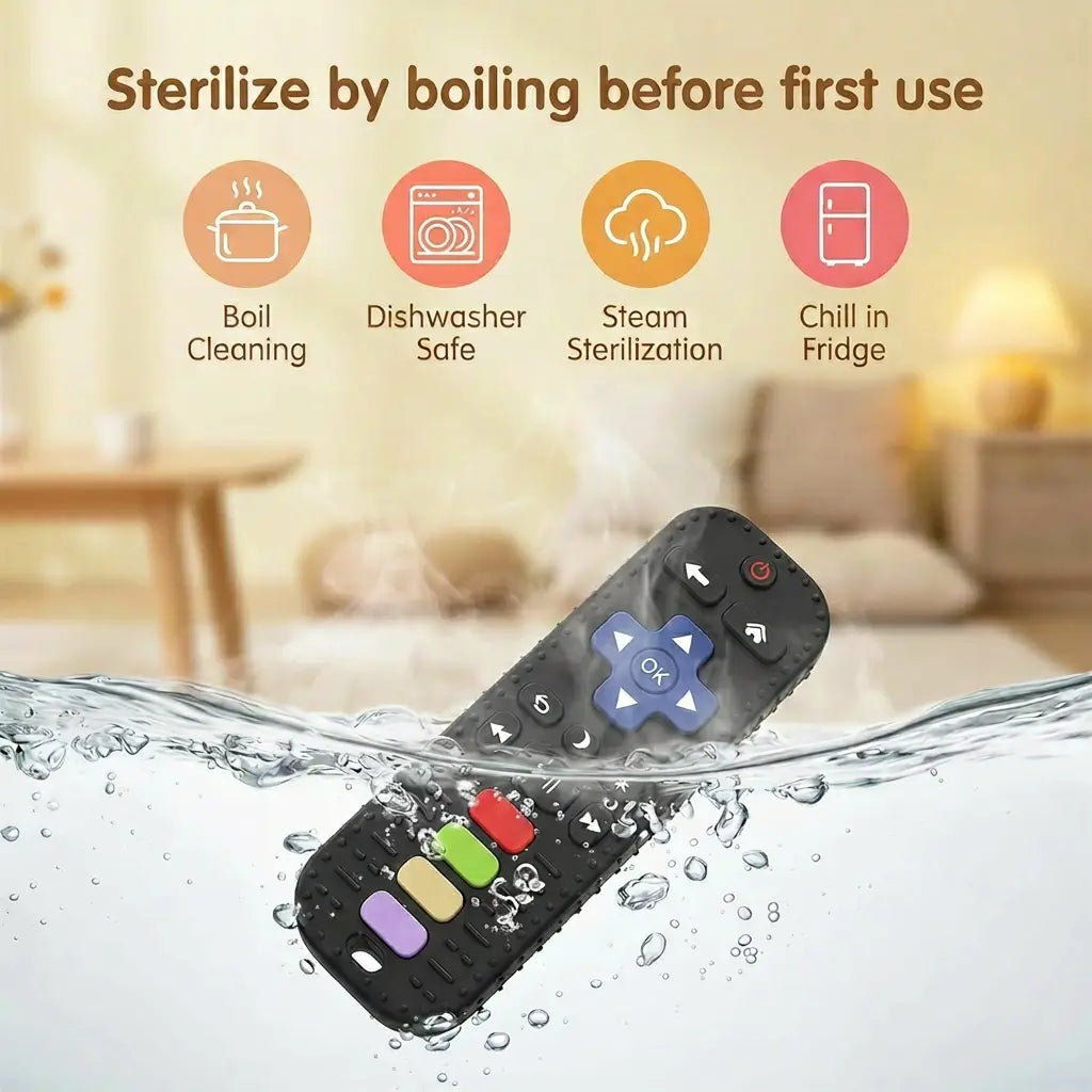 Silicone Remote Control Teether for Babies 3+ Months - Bpa-Free Soft Chew Toy, Montessori Sensory Toy for Teething Relief, Baby Daily Essential