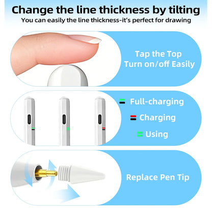 Pencil for Apple Ipad A16 10Th, Fast Charge Stylus Pen for 2026-2018 Ipad A16/11-6Th, Air 11"/13" M4/M3/M2/5Th-3Rd, Pro 13/11/M4/12.9, Mini A17 Pro/6/5Th Palm Rejection Tilt Sensitivity Dealsforyoudays