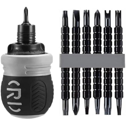 Short Ratcheting Screwdriver Set,12-In-1 Multi-Bit Stubby Screw Driver Set CR-V Hardened Hard Dual-Purpose Screwdriver Head Telescopic Dual-Purpose Screwdriver Cross Slotted Screwdriver Head Screwdriver Powerful Magnetic Multi-Function