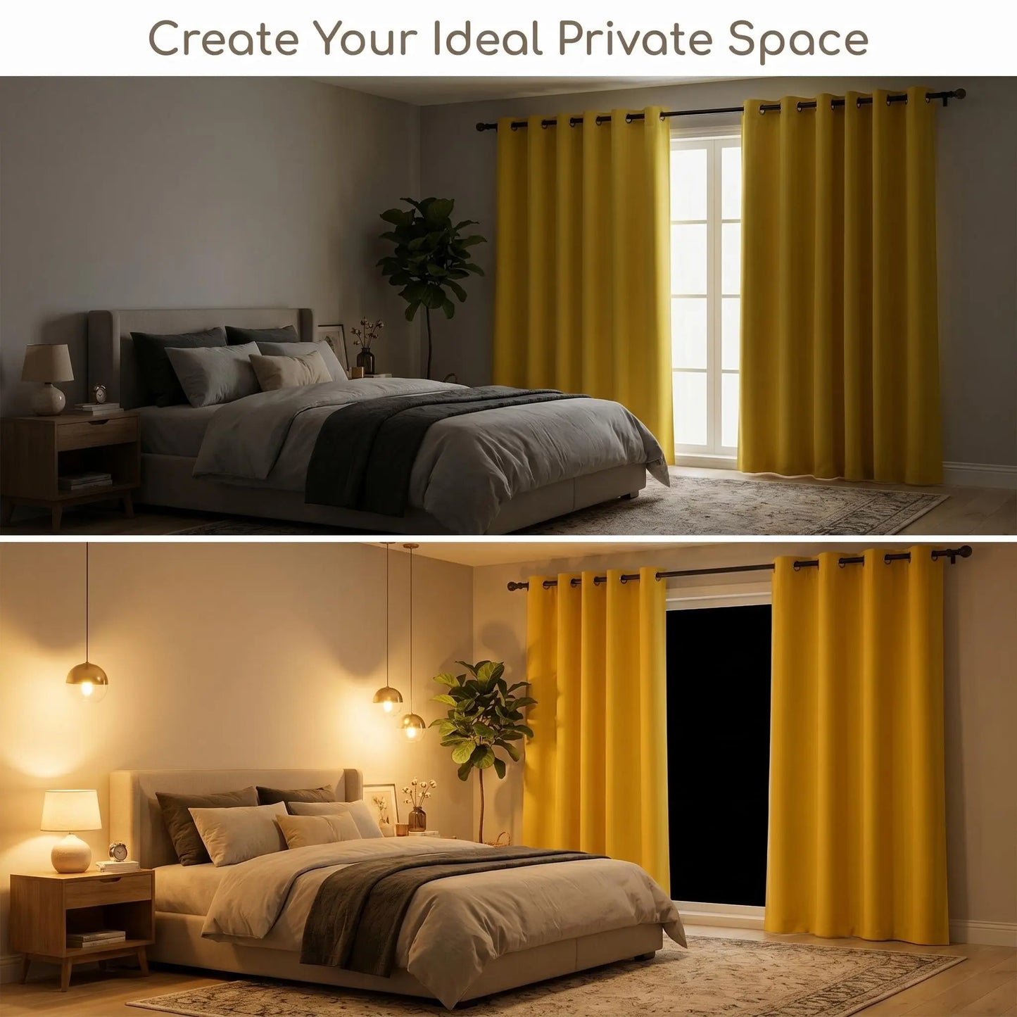 2-Panel 52"X84" Solid Full Blackout Grommet Curtains, Light-Blocking Window Drapes for Home Decoration, Model FT2599 QF222, Blackout Curtains
