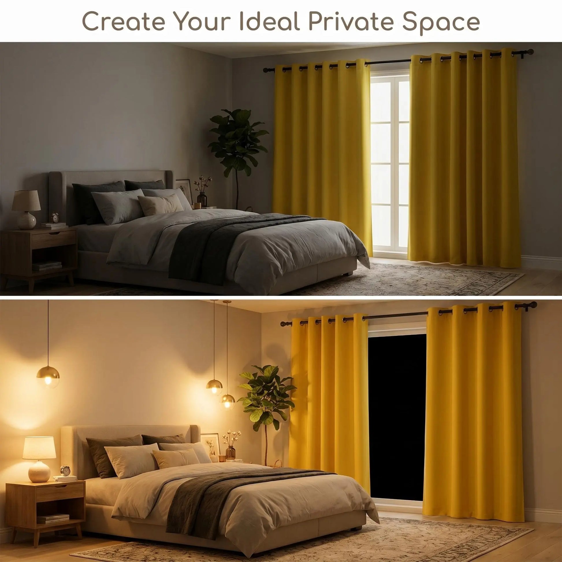 2-Panel 52"X84" Solid Full Blackout Grommet Curtains, Light-Blocking Window Drapes for Home Decoration, Model FT2599 QF222, Blackout Curtains