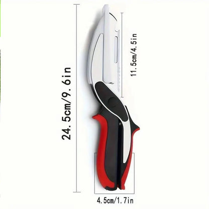 Stainless Steel Blade Kitchen Vegetable Scissors - Food Cutter with Cutting Board, Quick Slicer, Chopper for Meat and Vegetables