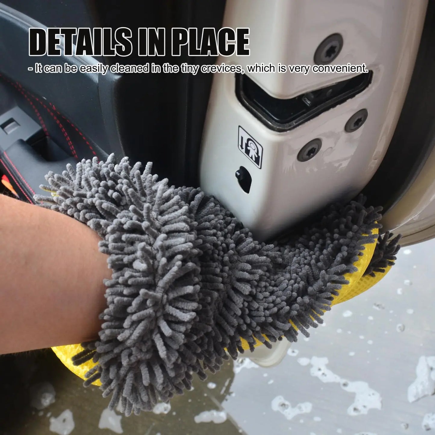 【Summer Survivals】Joytutus Premium Microfiber 5-Finger Car Wash Mitt - Scratch-Free Chenille, Ultra-Soft, Thick Inner Coating, Swirl-Free Finish for Vehicle Detailing, Car Cleaning Supplies Car Washing Sponges Mitts Car Accessories Dearlsforyoudays