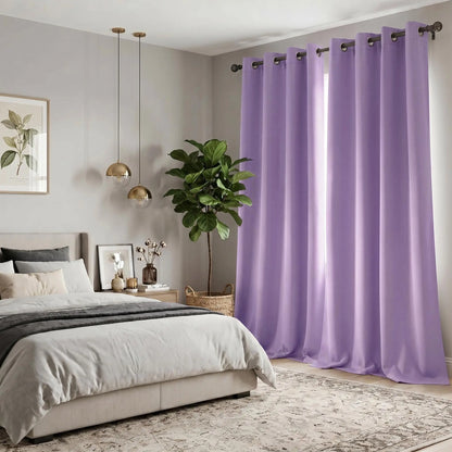 2-Panel 52"X84" Solid Full Blackout Grommet Curtains, Light-Blocking Window Drapes for Home Decoration, Model FT2599 QF222, Blackout Curtains
