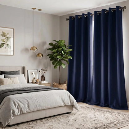 2-Panel 52"X84" Solid Full Blackout Grommet Curtains, Light-Blocking Window Drapes for Home Decoration, Model FT2599 QF222, Blackout Curtains