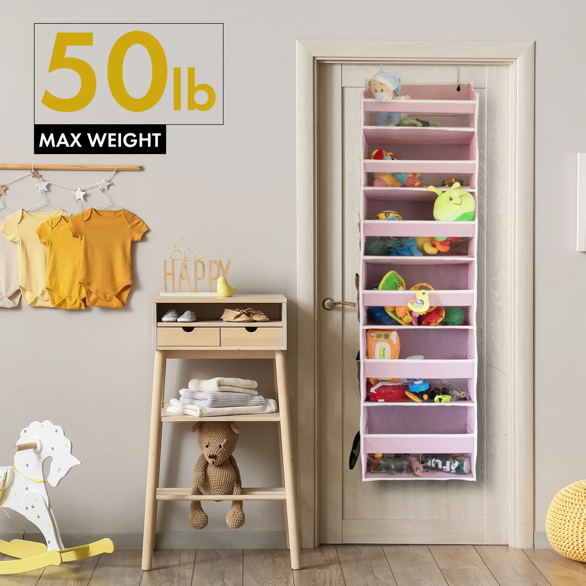 HOMELUX THEORY Heavy Duty over Door Organizer with Multi-Size Pockets & 12 Extra Mesh Side Storage Stable Anti-Tilt Non-Woven Fabric Heavy Weight Capacity