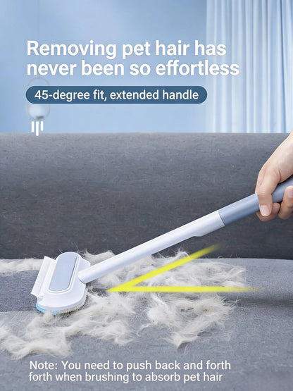 4-In-1 Long Handle Pet Fur Remover Brush & Washable Cleaning Gloves Set, Indoor Pet Hair Removal Lint Cleaner