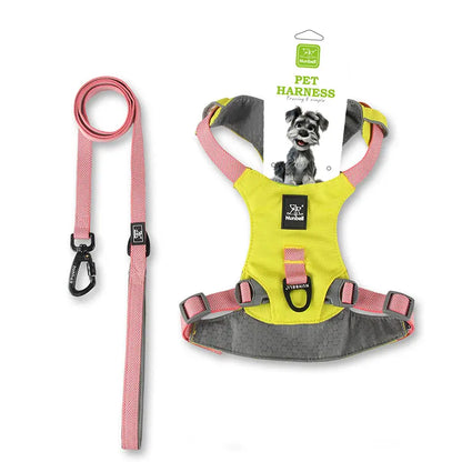 Adjustable Harness & Leash Set for Small/Medium Dogs, Cats,Lightweight Breathable Polyester, Reflective Trim, Durable Tear-Resistant Woven Webbing, Anti-Chafe Design for Daily Walks & Training.Suitable for Cats, Dogs, and All Pets!