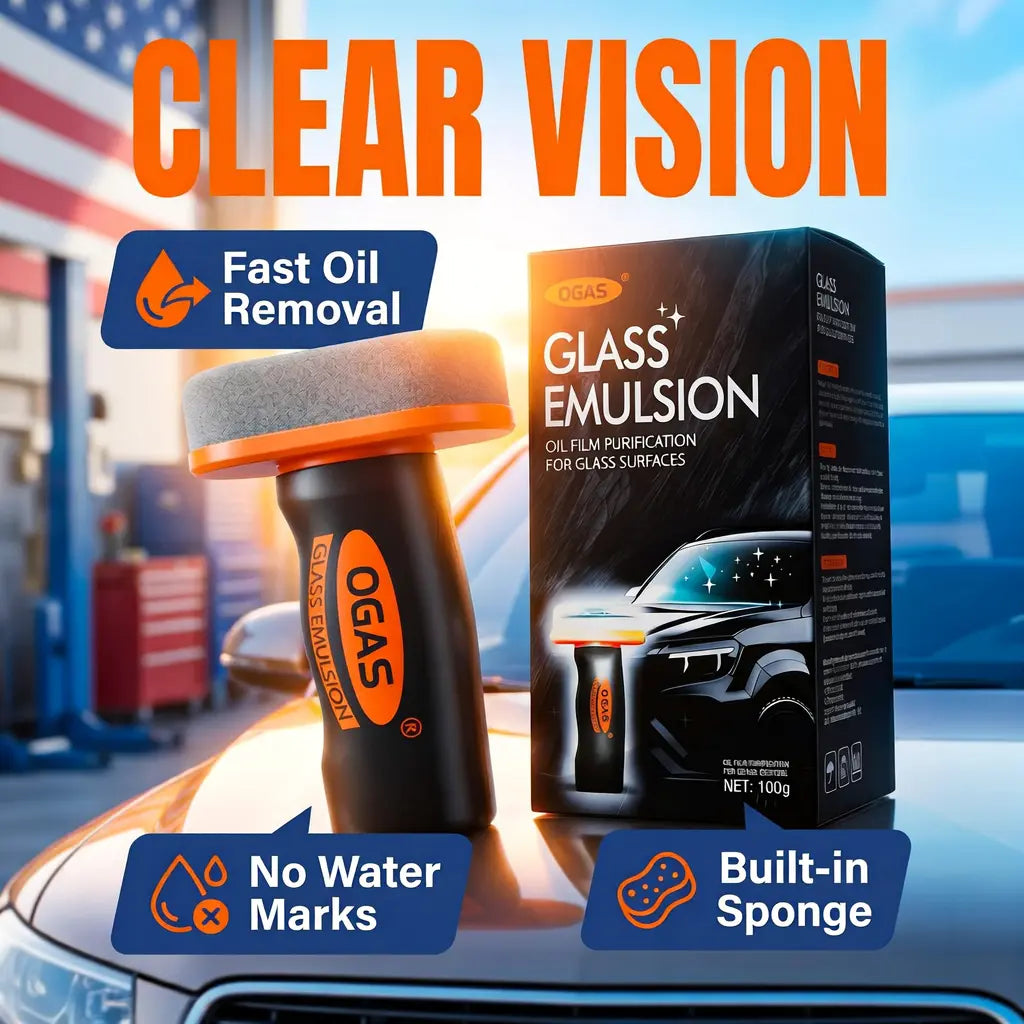 Windshield Oil Film Eraser Wand - All-In-One Prokit with Glass Cleaning Emulsion Formula Andsponge - the Ultimate Streak-Free Solutionto Prep for Rain Repellents Outdoorfun