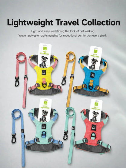 Adjustable Harness & Leash Set for Small/Medium Dogs, Cats,Lightweight Breathable Polyester, Reflective Trim, Durable Tear-Resistant Woven Webbing, Anti-Chafe Design for Daily Walks & Training.Suitable for Cats, Dogs, and All Pets!
