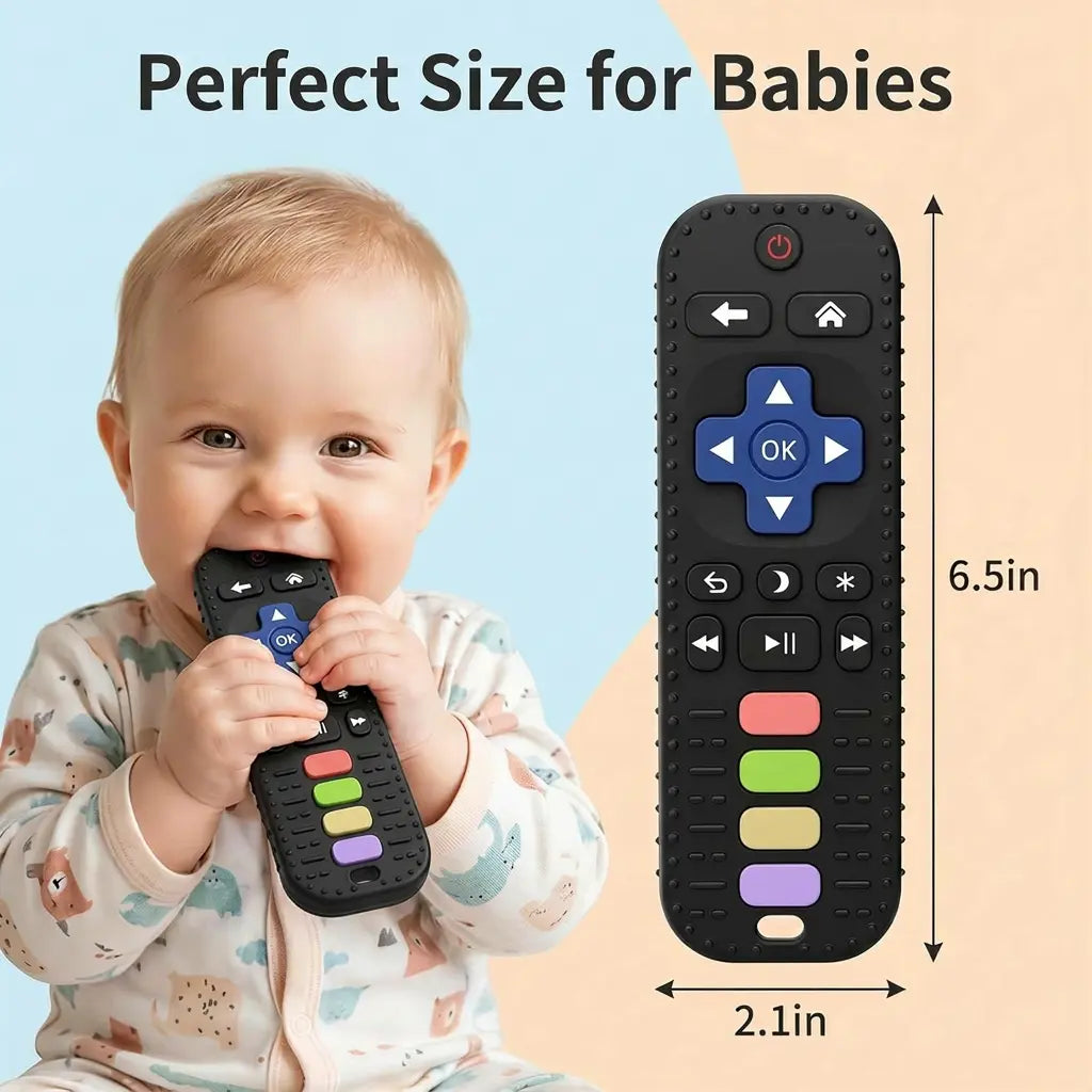 Silicone Remote Control Teether for Babies 3+ Months - Bpa-Free Soft Chew Toy, Montessori Sensory Toy for Teething Relief, Baby Daily Essential