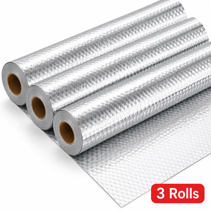 Self-Adhesive Aluminum Foil Kitchen Backsplash Wallpaper, 15.7 X 118 Inch Oil-Proof Waterproof Peel and Stick Countertop Cabinet Drawer Liner, Heat Resistant Easy Clean Silver Contact Paper