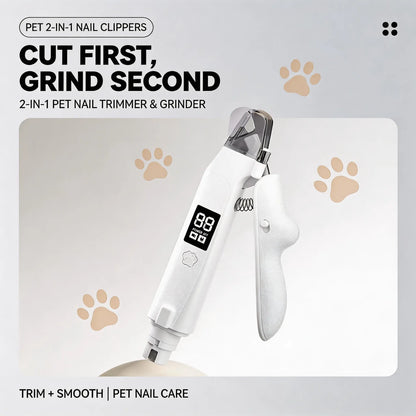 Rechargeable Pet Nail Clipper with LED Light & Digital Display, Electric Dog Cat Nail Trimmer with Safety Guard, Professional Pet Grooming Tool for Small Medium Large Pets