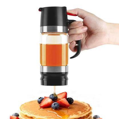 10Oz Glass Honey Dispenser with Spout, No-Drip Leak-Free Design, Handle, Easy to Clean & Refill, Maintains Freshness, Kitchen Preserving Container for Maple Syrup Everyday Use