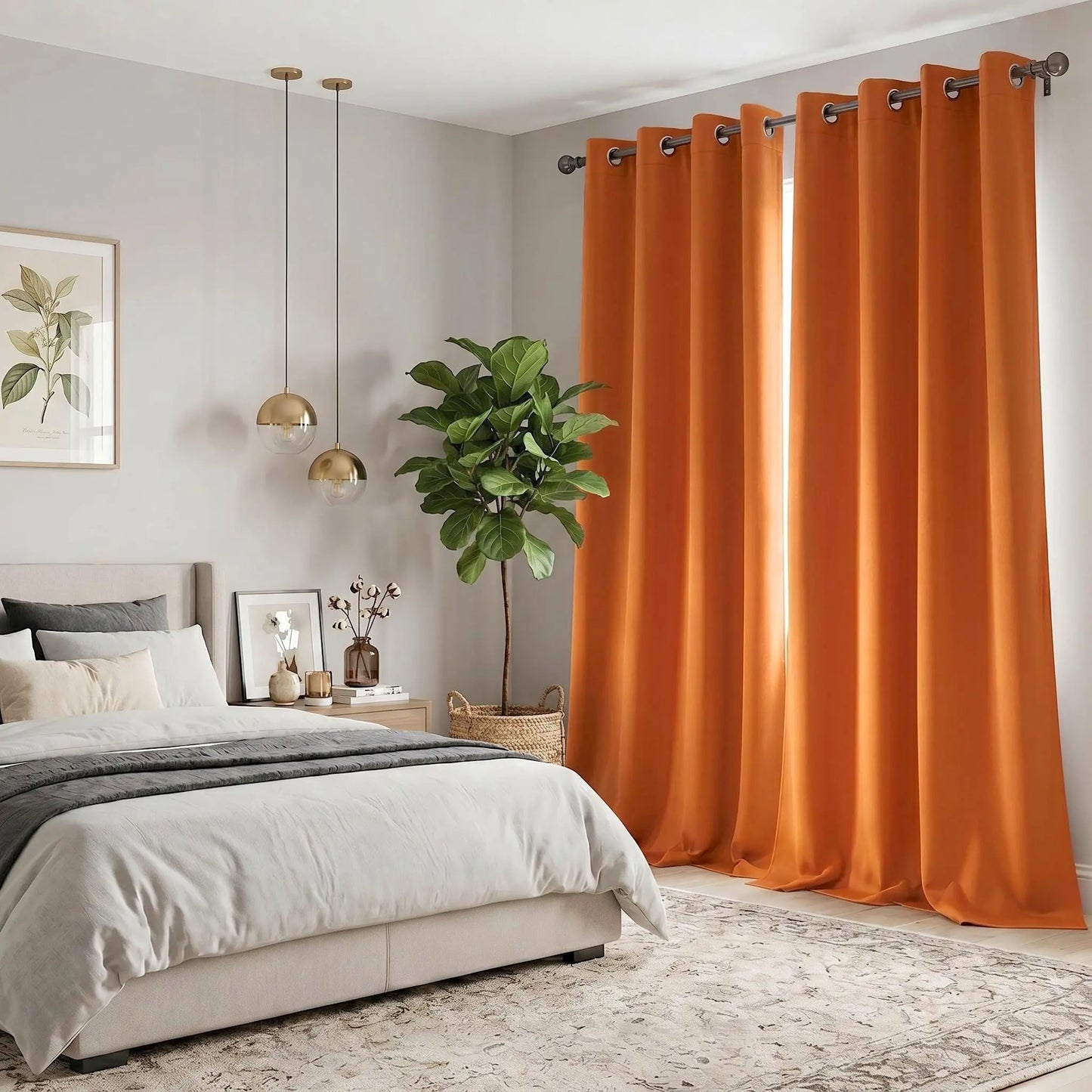 2-Panel 52"X84" Solid Full Blackout Grommet Curtains, Light-Blocking Window Drapes for Home Decoration, Model FT2599 QF222, Blackout Curtains