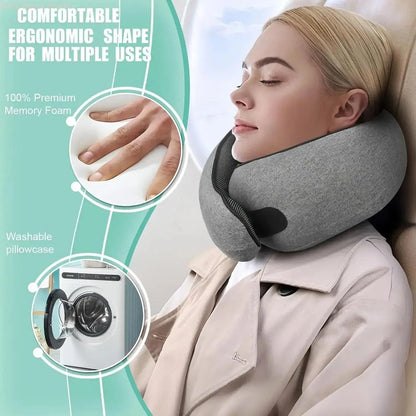 Travel Neck Pillow | Memory Foam U-Shaped Pillow | Washable Cover | Portable for Airplane, Car, and Office
