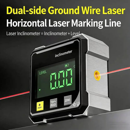 Digital Angle Finder with Electronic Laser Level,Inclinometer- 4-Side Strong Magnetic Angle Gauge, Protractor,Finder Measuring Tool for Woodworking
