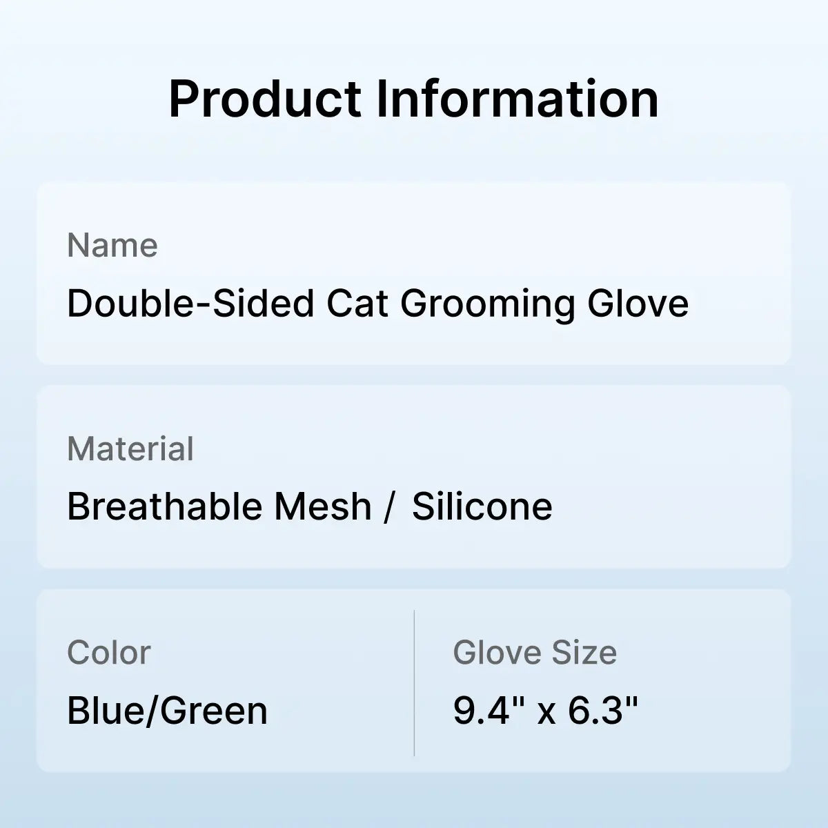 Double-Sided Cat Grooming Glove – Remove Loose Fur While You Pet, Breathable Mesh + Soft Silicone Bristles, Peel & Clean, Available in Avocado Green & Cloud Blue (9.4" X 6.3")