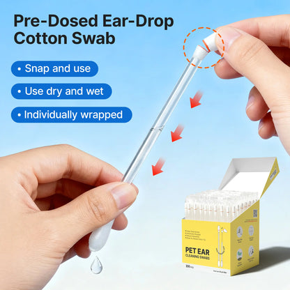 Pawfirst Single-Use Pet Ear Cleaner Swabs (100 Pack) - Break-To-Release Wax Removal & Odor Remover with Aloe, Witch Hazel & Chamomile for Dogs & Cats