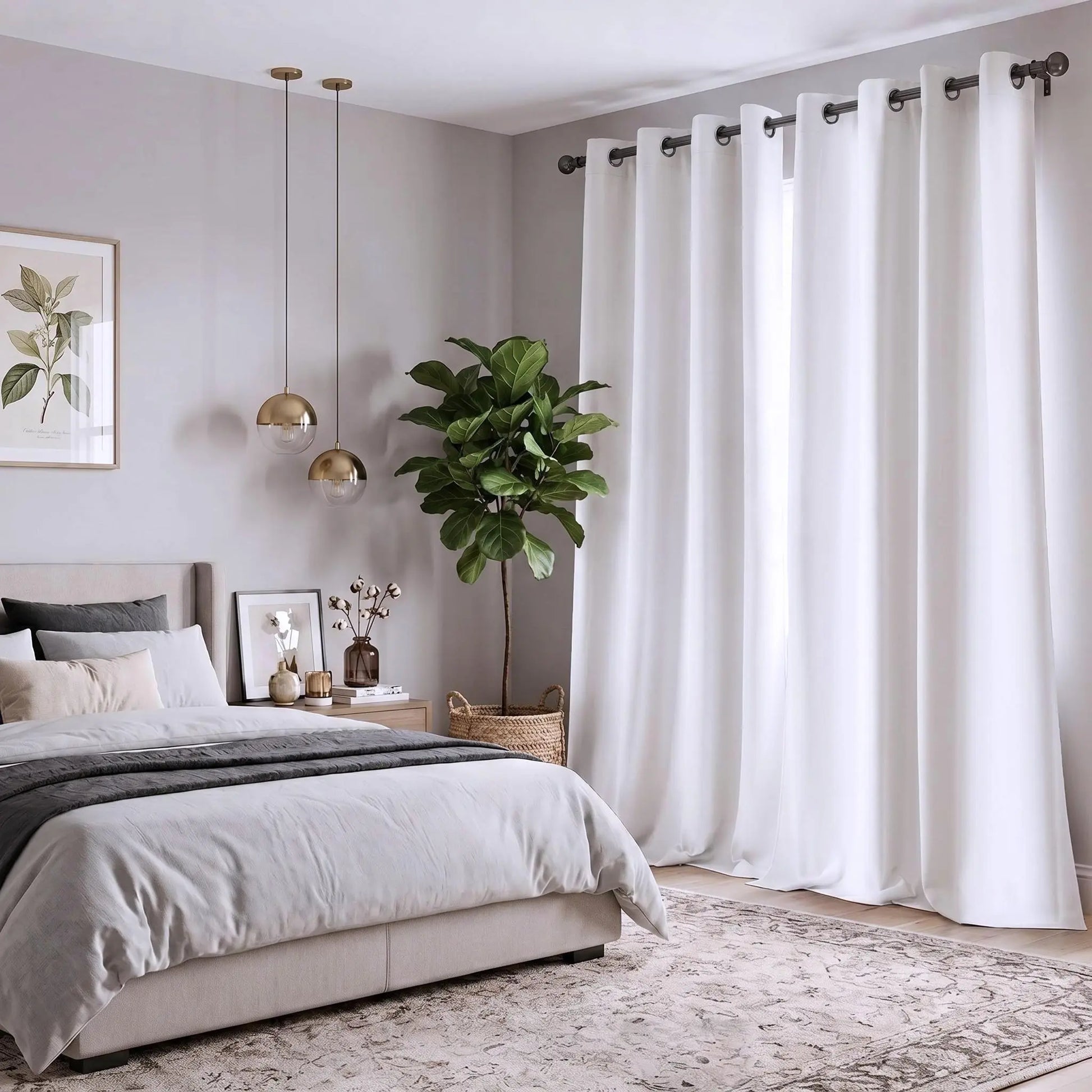 2-Panel 52"X84" Solid Full Blackout Grommet Curtains, Light-Blocking Window Drapes for Home Decoration, Model FT2599 QF222, Blackout Curtains