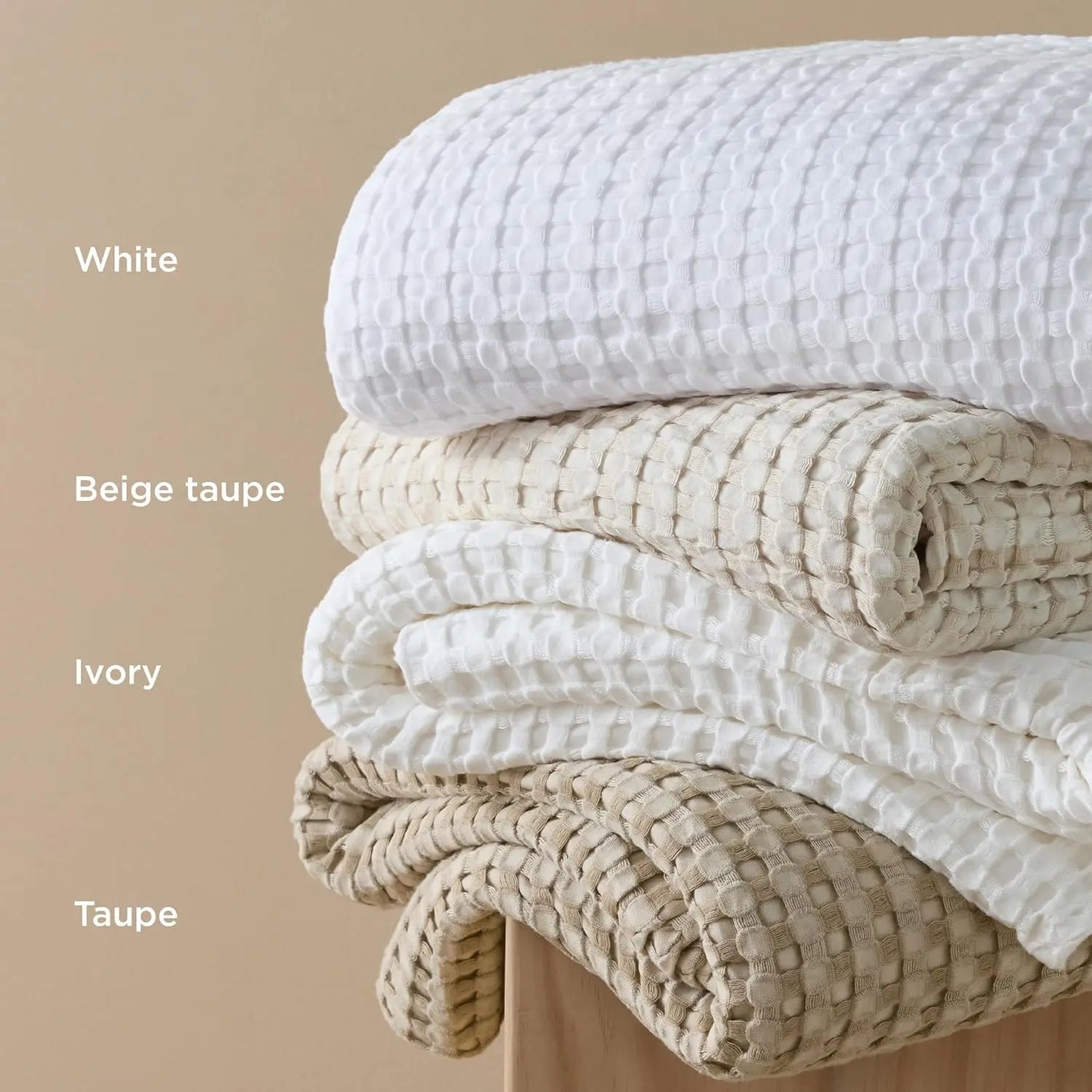 Bedsure Cooling Bamboo Waffle Blanket - Lightweight Breathable Cotton Blanket of Rayon Derived from Bamboo for Hot Sleepers, Luxury Throws for Bed, Couch and Sofa