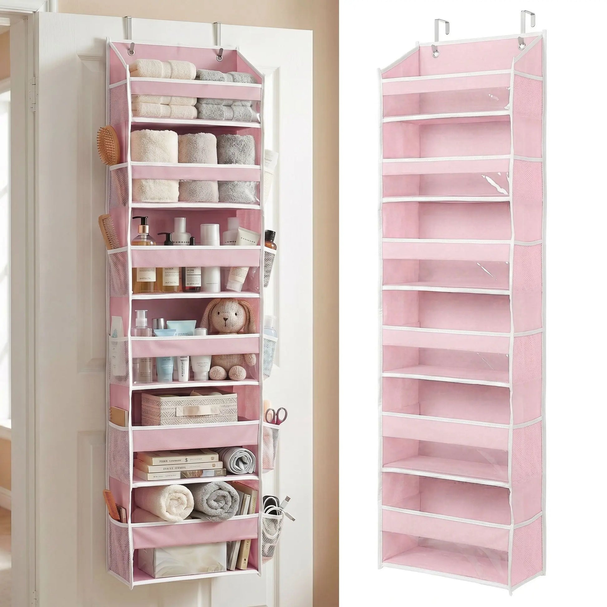 HOMELUX THEORY Heavy Duty over Door Organizer with Multi-Size Pockets & 12 Extra Mesh Side Storage Stable Anti-Tilt Non-Woven Fabric Heavy Weight Capacity