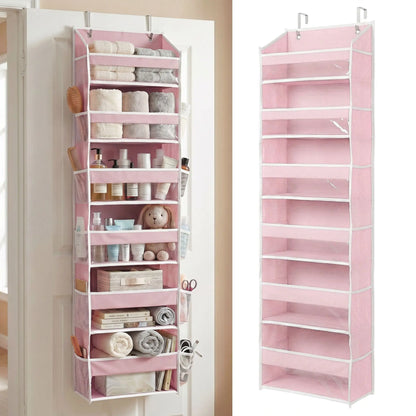 HOMELUX THEORY Heavy Duty over Door Organizer with Multi-Size Pockets & 12 Extra Mesh Side Storage Stable Anti-Tilt Non-Woven Fabric Heavy Weight Capacity