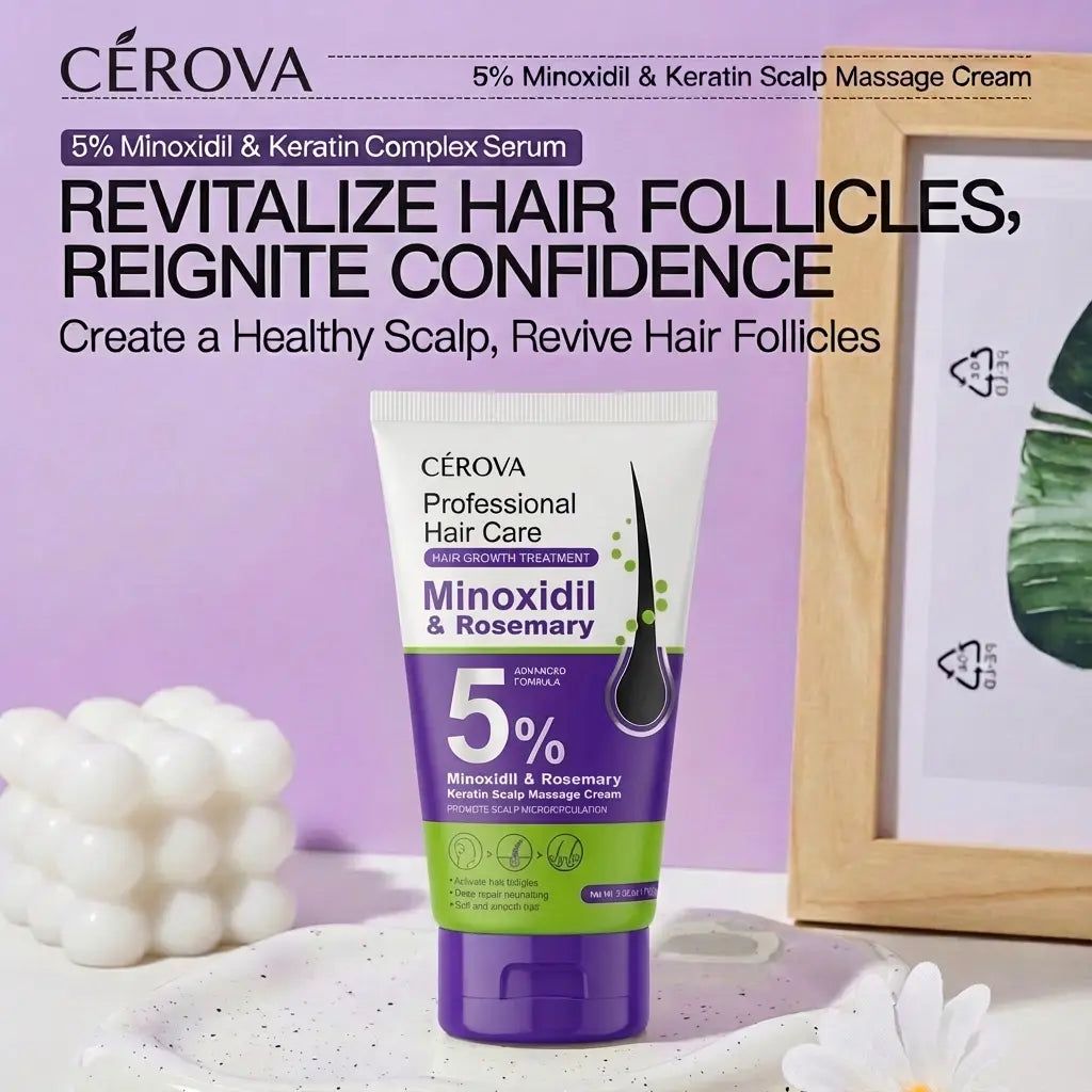 New Release CEROVA 5% Minoxidil &Rosemary Hair Growth Foam for Men & Women anti Hair Loss Treatment with Keto & Ginger Root Extract Gel