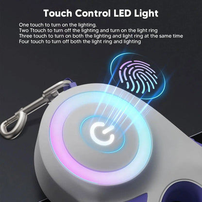 Pawzseekled Retractable Dog Leash - Easy Extension, Built-In Lighting for Enhanced Night Safety and Improved Visibility