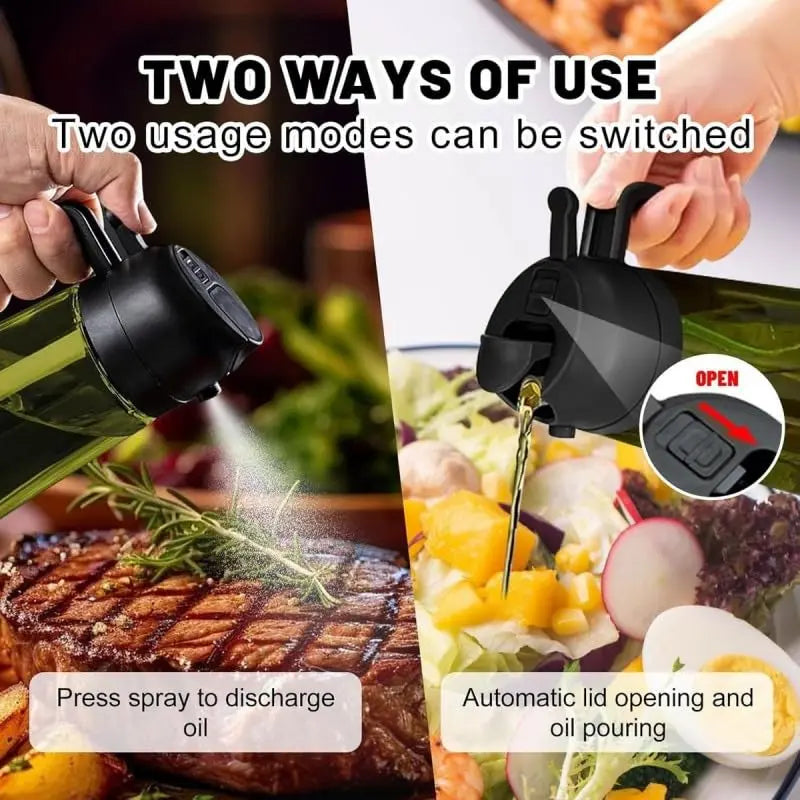 2 Count 16Oz/470Ml Glass Olive Oil Spray for Cooking, 2 in 1 Oil Dispenser for Kitchen Spray and Pour, Premium Light-Blocking Oil Bottle, Food-Grade Spray Bottle, for Salad, Air Fryer