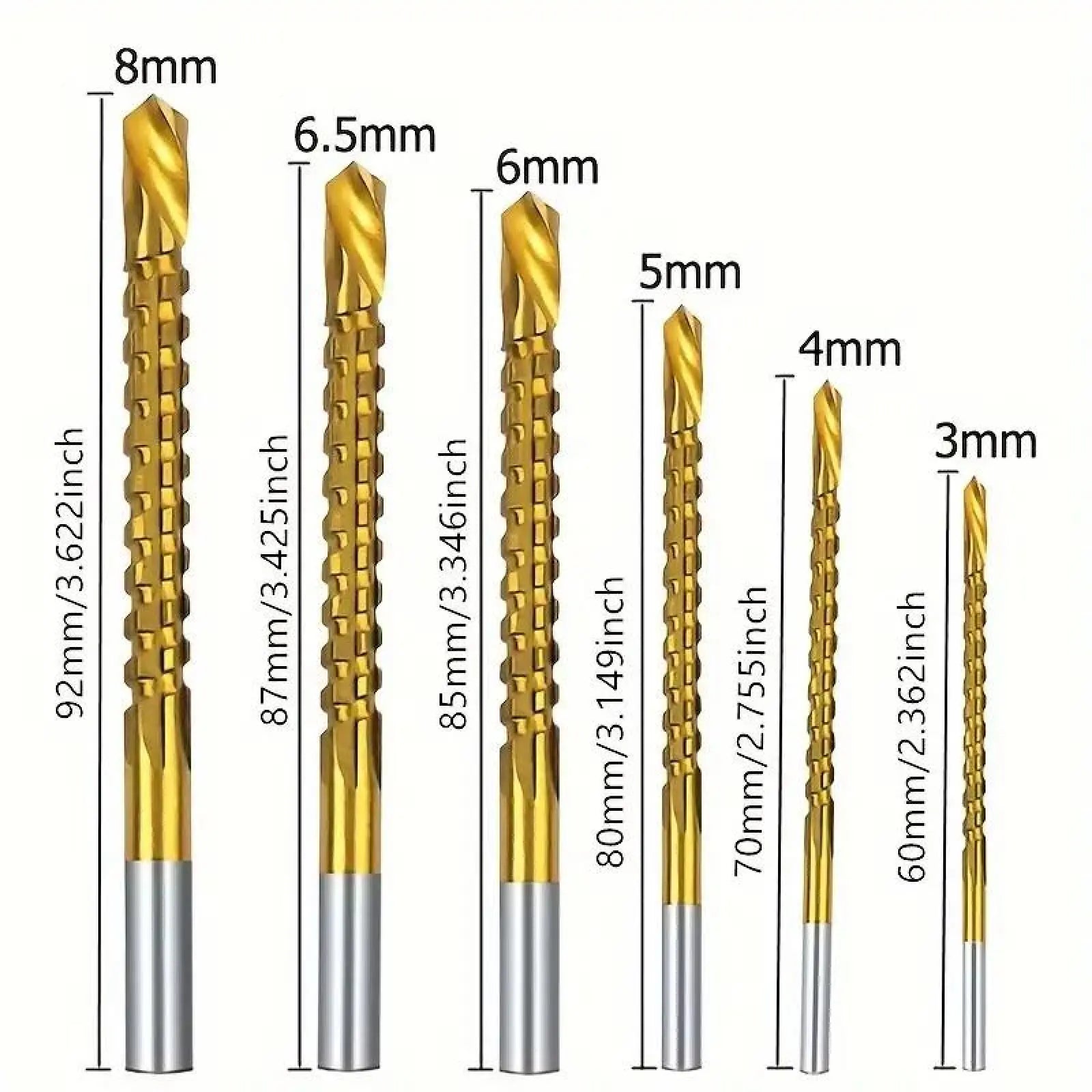 Titanium-Plated High-Speed Steel Drill Bits Set Metalworking & Wood Drilling Sharp Serrated Design Anti-Rust Coating Power Tool Accessories