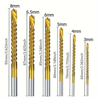 Titanium-Plated High-Speed Steel Drill Bits Set Metalworking & Wood Drilling Sharp Serrated Design Anti-Rust Coating Power Tool Accessories