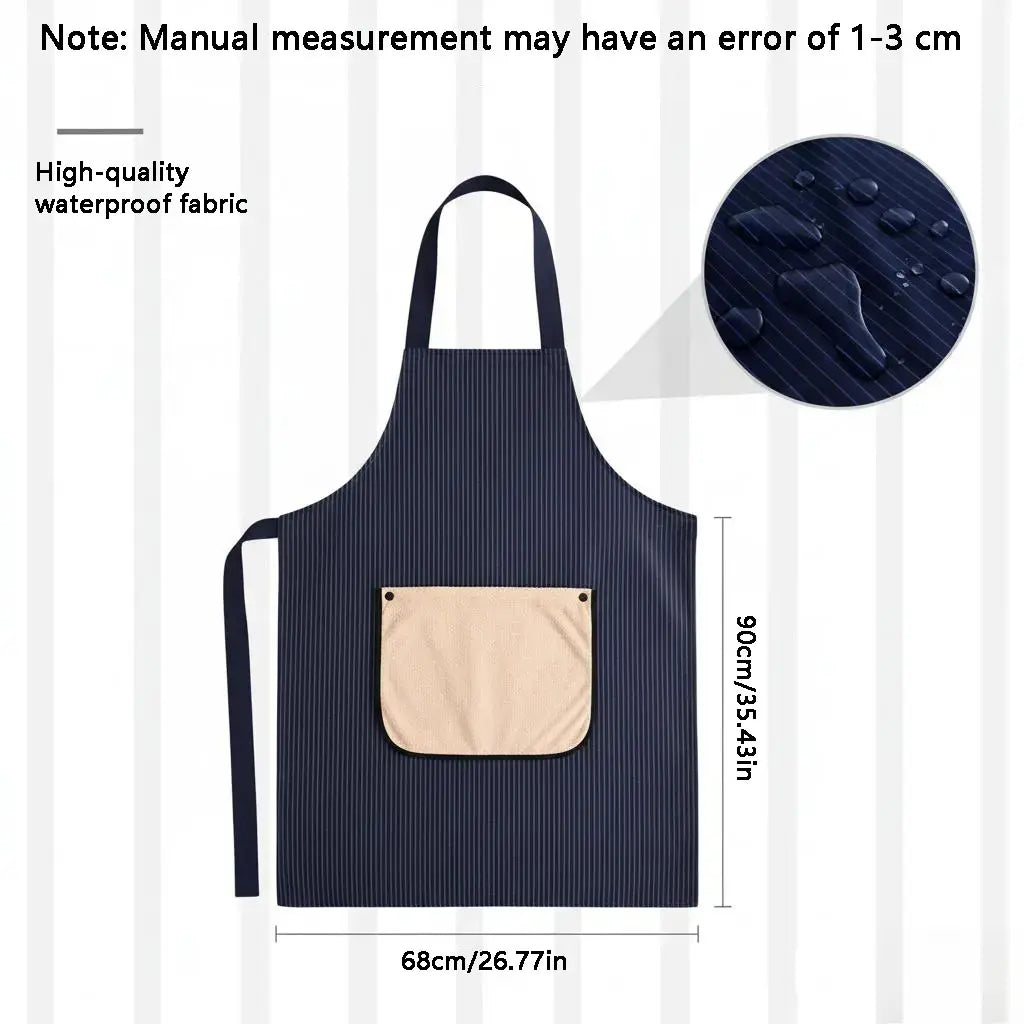 Kitchen Apron with a Detachable Towel, Unisex, Strapless Design for Easy Wearing and Removal, with Storage Pockets, Made of Three-Layer Composite Fabric, a Great Cooking Helper for the Whole Family.
