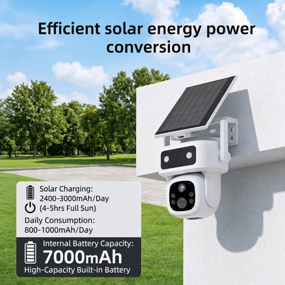 4G LTE Solar Cellular Security Camera Outdoor Wireless, Lifetime Free Data&No Monthly Fee, No Wifi, 360° PTZ, 2K Night Vision, Human Tracking, PIR, 2-Way Audio, 32GB TF Card, IP66 Waterproof