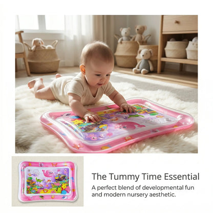 Inflatable Rectangle Tummy Time Water Mat for Infants 3-24 Months, Baby Toys with Seabed Patterns & Marine Animals, Bpa-Free Leak-Proof Sensory Toy for Pool Water Play