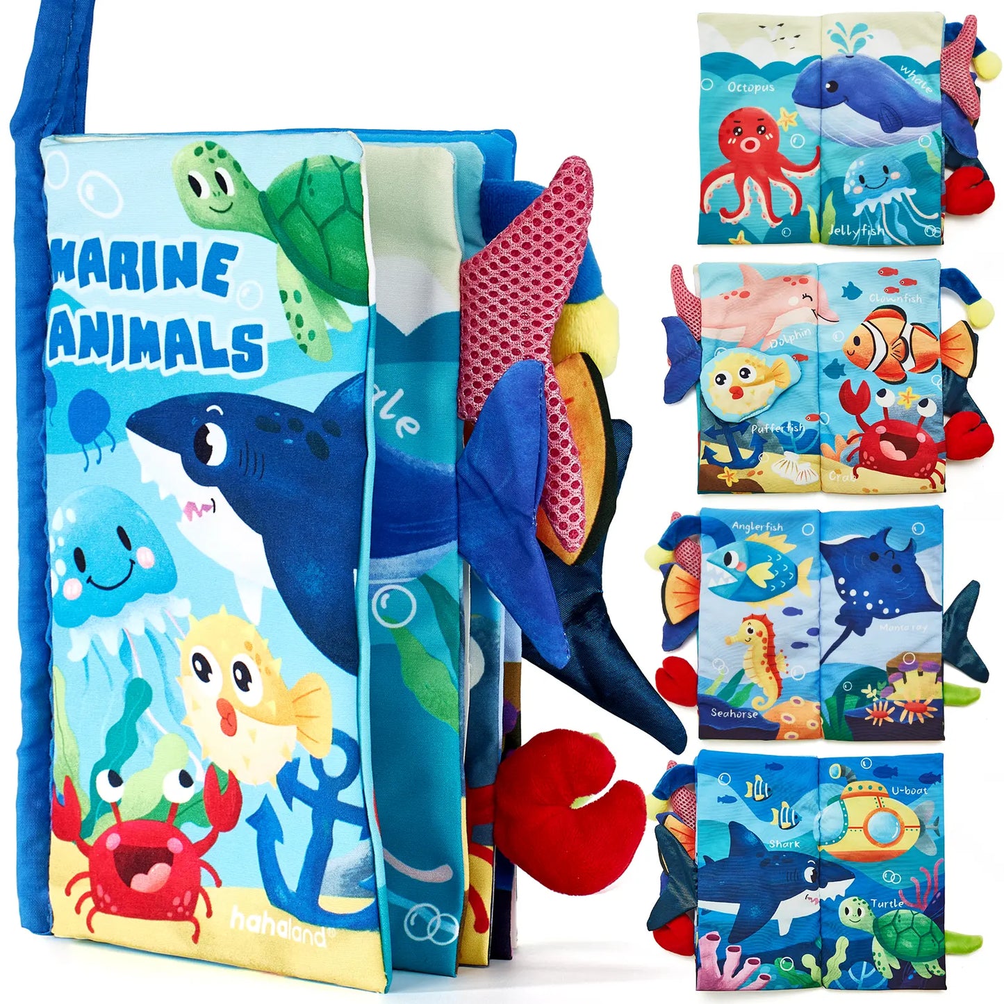 Hahaland Jungly Tails / Farm / Ocean Baby Books 0-6 Months,Infant Tummy Time Toy Sensory Learning Toys 6 to 12 Months, Touch and Feel Cloth Book for 0-3 Month Boy Girl,Baby Shower Birthday Easter Basket Stuffers Gifts