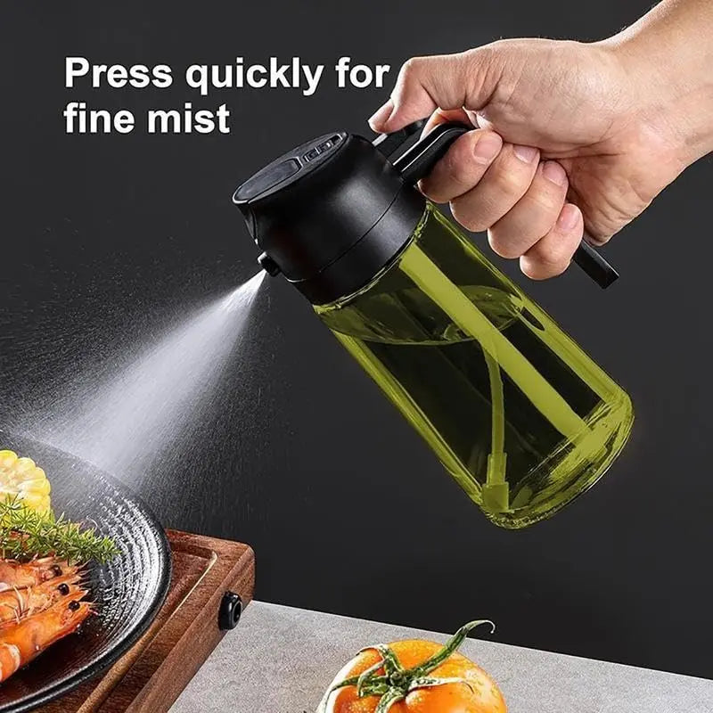 2 Count 16Oz/470Ml Glass Olive Oil Spray for Cooking, 2 in 1 Oil Dispenser for Kitchen Spray and Pour, Premium Light-Blocking Oil Bottle, Food-Grade Spray Bottle, for Salad, Air Fryer