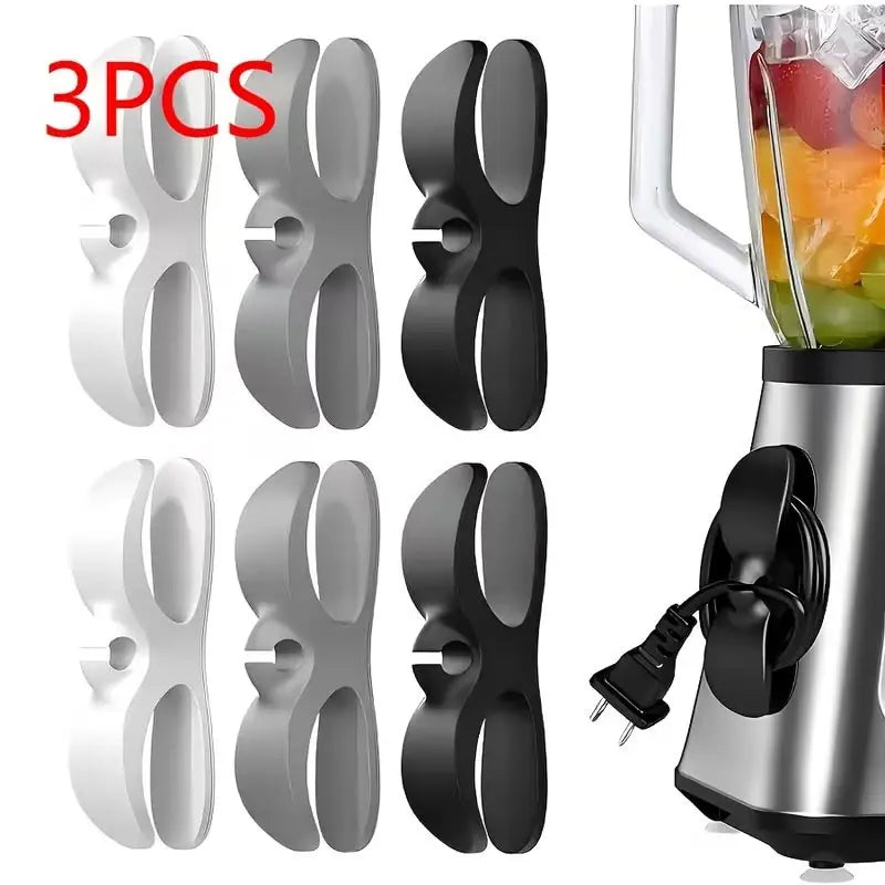 3-Piece Kitchen Appliance Cable Organizer, Cord Organizers - Black and White Plastic Cable Clips, Anti-Slip Countertop Cable Fixers, Suitable for Blenders, Coffee Machines - Cable Storage